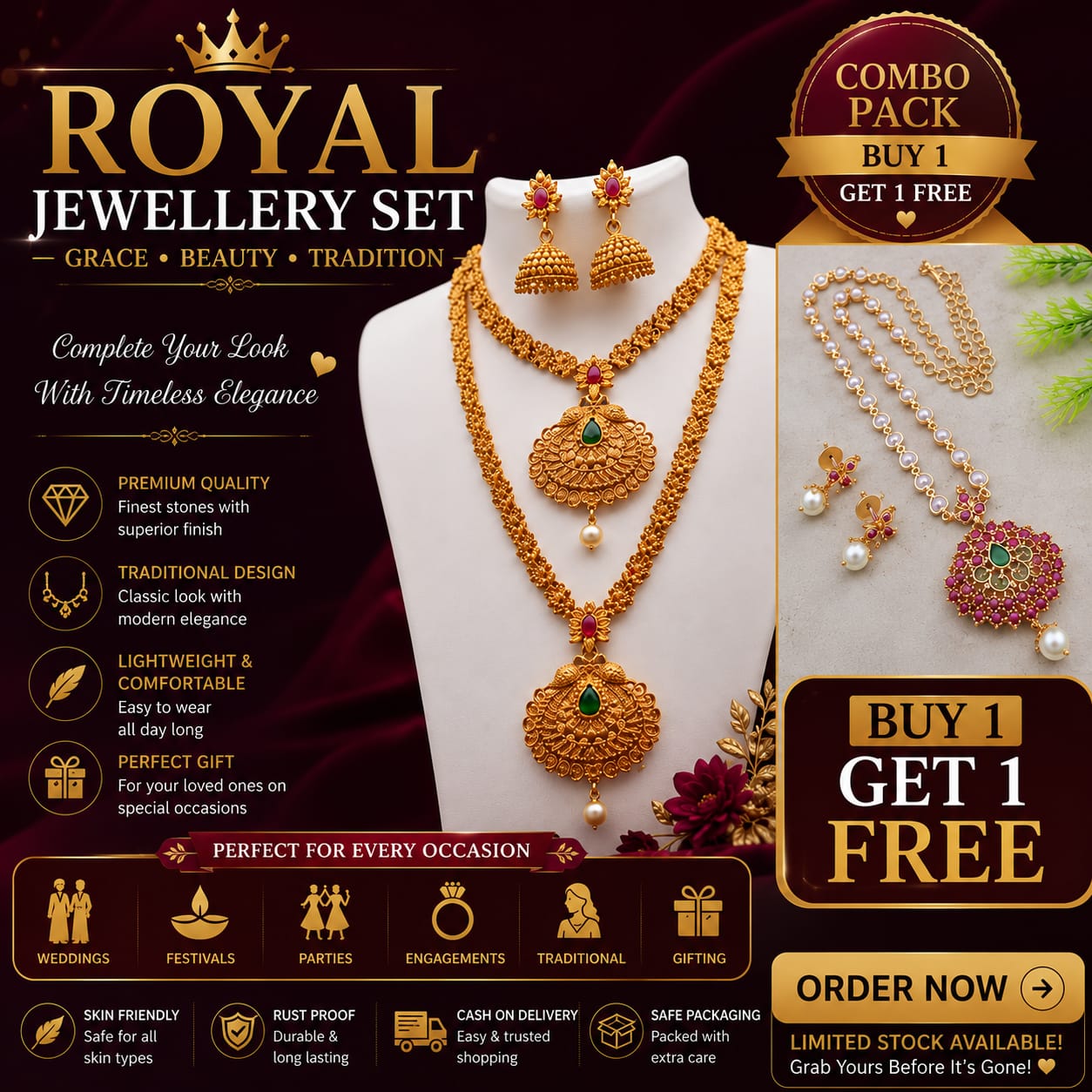 4 Premium Jewellery Combo Pack ✨ Buy 1 Get 1 FREE | Limited Time Offer
